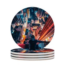 yanfind Ceramic Coasters (round) Simon Zhu Hong Kong City Neon Rooftop Cityscape Nightscape Persons City Lights Family Game Intellectual Educational Game Jigsaw Puzzle Toy Set