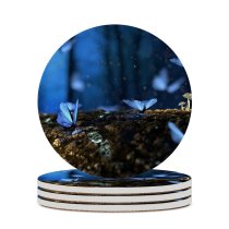 yanfind Ceramic Coasters (round) Butterflies Mushroom Plants Macro Forest Bokeh Family Game Intellectual Educational Game Jigsaw Puzzle Toy Set