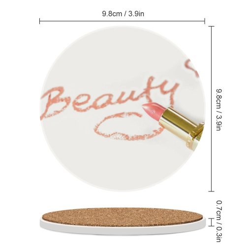 yanfind Ceramic Coasters (round) Elegant  Focus Romance Shining Love Fashion Luxury Lipstick Art Glamour Decoration Family Game Intellectual Educational Game Jigsaw Puzzle Toy Set