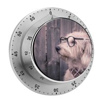 yanfind Timer Dog Funny Glasses Wooden 60 Minutes Mechanical Visual Timer