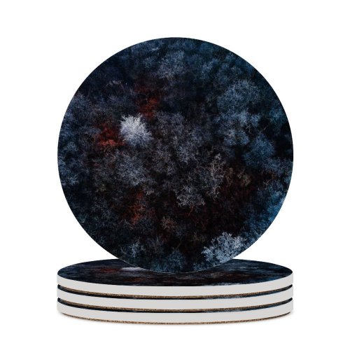 yanfind Ceramic Coasters (round) Luukdek Winter Forest Snow Covered Aerial Birds  Drone Photo Trees Family Game Intellectual Educational Game Jigsaw Puzzle Toy Set