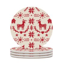 yanfind Ceramic Coasters (round) Simplicity Tree Seamless Snowflake Nordic Retro Rough Norwegian Bird  Winter Tradition Family Game Intellectual Educational Game Jigsaw Puzzle Toy Set