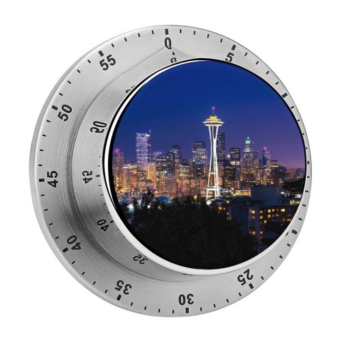 yanfind Timer Youen California Space Needle Seattle Washington Cityscape City Lights Night Time Skyscrapers 60 Minutes Mechanical Visual Timer
