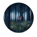yanfind Ceramic Coasters (round) Oliver Henze Fantasy Hirsch Wild Woods Forest Tall Trees Foggy Family Game Intellectual Educational Game Jigsaw Puzzle Toy Set