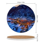yanfind Ceramic Coasters (round) Spanish Village Benasque Town Winter Pyrenees Mountains Night Snow Covered Family Game Intellectual Educational Game Jigsaw Puzzle Toy Set