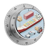 yanfind Timer Isometric Room Dock Pick Forklift Storage Crate Ship's Commercial Container Sailing Construction 60 Minutes Mechanical Visual Timer