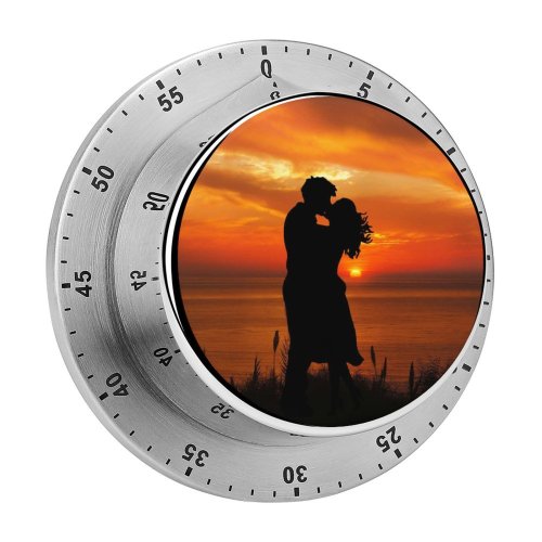 yanfind Timer Love Couple Romantic Kiss Silhouette Sunset Seascape Together 60 Minutes Mechanical Visual Timer