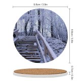 yanfind Ceramic Coasters (round) Snow  Trees Winter Park Tree Freezing Forest Frost Natural Stairs Biome Family Game Intellectual Educational Game Jigsaw Puzzle Toy Set