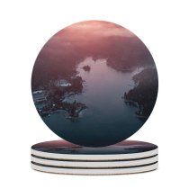yanfind Ceramic Coasters (round) Images Fog Mist River Aerial Quiet Wallpapers Lake  Tree Free States Family Game Intellectual Educational Game Jigsaw Puzzle Toy Set