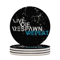 yanfind Ceramic Coasters (round) Black Dark Quotes Respawn Live Die Repeat Hardcore Gamer Quotes Dark Family Game Intellectual Educational Game Jigsaw Puzzle Toy Set