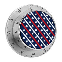 yanfind Timer Patriotic,red,white,blue,stars,diagonal,strips,freedom,memorial,independence Day,july 4th,fourth 60 Minutes Mechanical Visual Timer