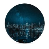 yanfind Ceramic Coasters (round) Sanaan Mazhar York City Cityscape Night City Lights Reflections Family Game Intellectual Educational Game Jigsaw Puzzle Toy Set