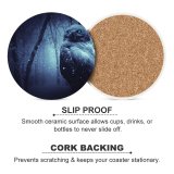 yanfind Ceramic Coasters (round)  Forest Winter Dark Night Eyes Scary Snowfall Family Game Intellectual Educational Game Jigsaw Puzzle Toy Set