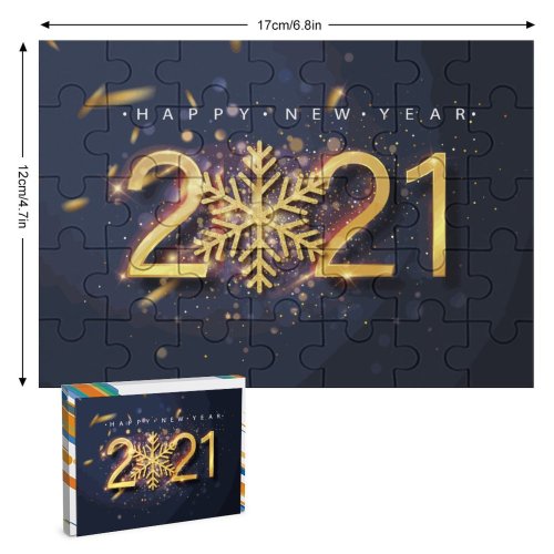 yanfind Picture Puzzle 2021 Year Happy Golden Letters Sparkles Family Game Intellectual Educational Game Jigsaw Puzzle Toy Set