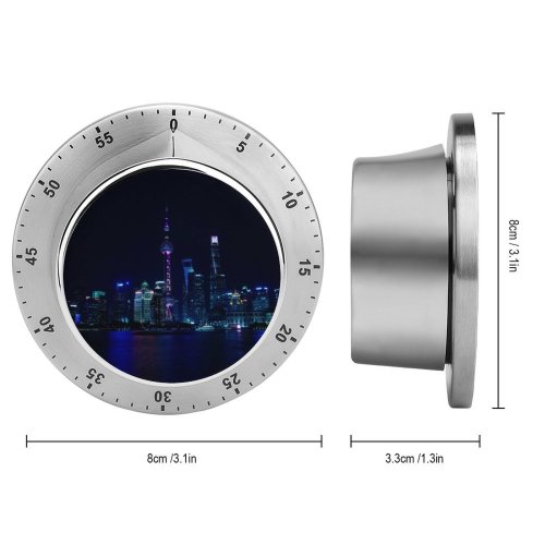 yanfind Timer Black Dark Shanghai City China Cityscape Reflection Night Time City Lights Skyscrapers 60 Minutes Mechanical Visual Timer