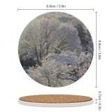 yanfind Ceramic Coasters (round) Snow Trees Sunrise Outside Landscape Winter  Freezing Yard Frost Tree Branch Family Game Intellectual Educational Game Jigsaw Puzzle Toy Set