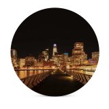 yanfind Ceramic Coasters (round) Black Dark  Francisco City Cityscape Night Time City Lights Skyscrapers Waterfront Family Game Intellectual Educational Game Jigsaw Puzzle Toy Set