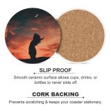 yanfind Ceramic Coasters (round) Alexandro David Girl Silhouette Evening Sky   Dusk Mood Family Game Intellectual Educational Game Jigsaw Puzzle Toy Set