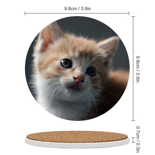 yanfind Ceramic Coasters (round) Cat Kitten Pet Cute Cat Portrait Fur Baby Cat Family Game Intellectual Educational Game Jigsaw Puzzle Toy Set