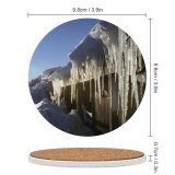 yanfind Ceramic Coasters (round) Snow  Cabin Sky Pure  Sunshine  Glassy Glass Sharp Icicle Family Game Intellectual Educational Game Jigsaw Puzzle Toy Set