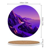 yanfind Ceramic Coasters (round) Coastline  Pass Road  Sunset Scenery MacOS Big Sur IOS Family Game Intellectual Educational Game Jigsaw Puzzle Toy Set