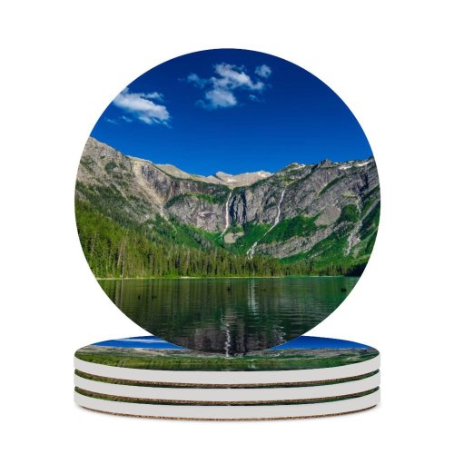 yanfind Ceramic Coasters (round) Youen California Avalanche Lake Montana USA  National Park Landscape  Range Family Game Intellectual Educational Game Jigsaw Puzzle Toy Set