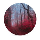 yanfind Ceramic Coasters (round) Maple Trees Maple Leaves Foliage Path Forest Foggy Morning Family Game Intellectual Educational Game Jigsaw Puzzle Toy Set