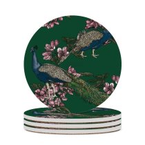 yanfind Ceramic Coasters (round) Decoration Floral Leaf Wildlife  Pheasant Bird Seamless Tree Romance  Feather Family Game Intellectual Educational Game Jigsaw Puzzle Toy Set