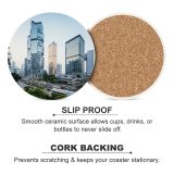 yanfind Ceramic Coasters (round) Motion Night Architecture Building Glowing Aerial Urban Destinations Sky Downtown Place Financial Family Game Intellectual Educational Game Jigsaw Puzzle Toy Set