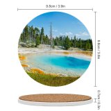 yanfind Ceramic Coasters (round) Youen California Mudpot Yellowstone National Park Tourist Attraction Trees Landscape Sky Family Game Intellectual Educational Game Jigsaw Puzzle Toy Set