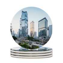 yanfind Ceramic Coasters (round) Motion Night Architecture Building Glowing Aerial Urban Destinations Sky Downtown Place Financial Family Game Intellectual Educational Game Jigsaw Puzzle Toy Set