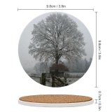 yanfind Ceramic Coasters (round) Tree  Snow Atmospheric Natural Landscape Fog Mist Freezing Winter Frost Woody Family Game Intellectual Educational Game Jigsaw Puzzle Toy Set