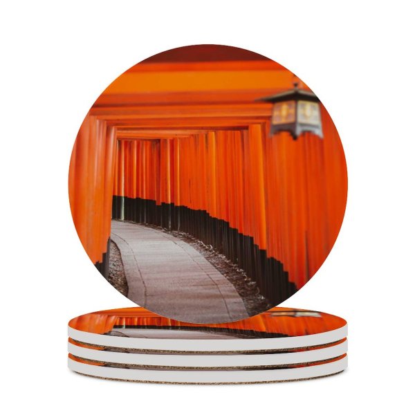 yanfind Ceramic Coasters (round) Denys Nevozhai Shinto Shrine Tokyo Japan Torii Pass Pathway Worship Family Game Intellectual Educational Game Jigsaw Puzzle Toy Set