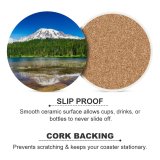 yanfind Ceramic Coasters (round) Youen California Mount Rainier National Park Washington State Landscape Lake Reflection Trees Family Game Intellectual Educational Game Jigsaw Puzzle Toy Set