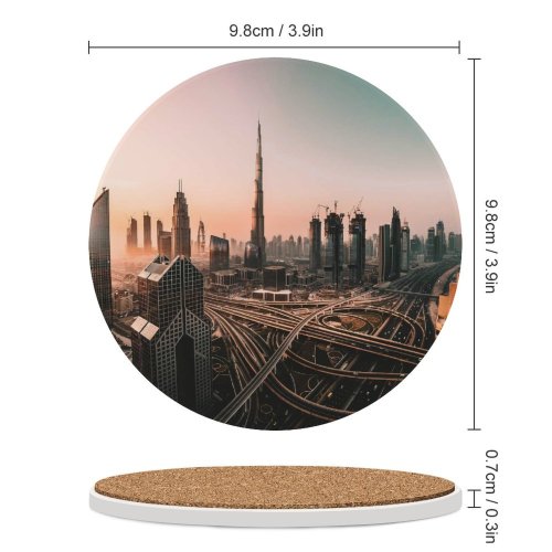 yanfind Ceramic Coasters (round) Burj Khalifa Dubai United Arab Emirates Sunrise Highway Junction Skyscrapers High Rise Family Game Intellectual Educational Game Jigsaw Puzzle Toy Set