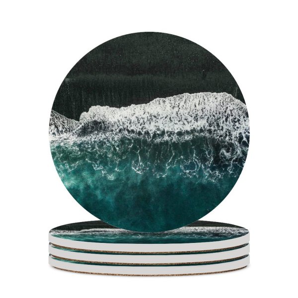 yanfind Ceramic Coasters (round) Daria Shevtsova Beach Aerial Seashore Ocean Family Game Intellectual Educational Game Jigsaw Puzzle Toy Set