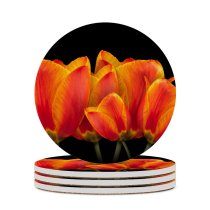 yanfind Ceramic Coasters (round) Comfreak Flowers Dark Tulips Spring Colorful Family Game Intellectual Educational Game Jigsaw Puzzle Toy Set