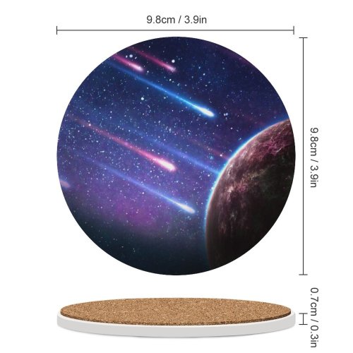 yanfind Ceramic Coasters (round) Space Planet Comet Galaxy Asteroids Colorful Family Game Intellectual Educational Game Jigsaw Puzzle Toy Set