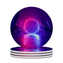 yanfind Ceramic Coasters (round) SciFi Neon Light Ring  Mediapad Family Game Intellectual Educational Game Jigsaw Puzzle Toy Set