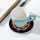 yanfind Ceramic Coasters (round) Abstract Fire Ring Energy Flames Family Game Intellectual Educational Game Jigsaw Puzzle Toy Set