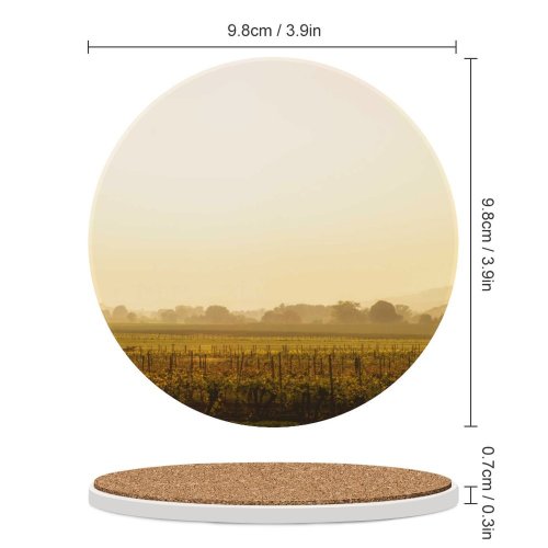 yanfind Ceramic Coasters (round) Golden Images  Land Fog Spring Vineyard Vineyards Landscape Hills Outdoors Tree Family Game Intellectual Educational Game Jigsaw Puzzle Toy Set