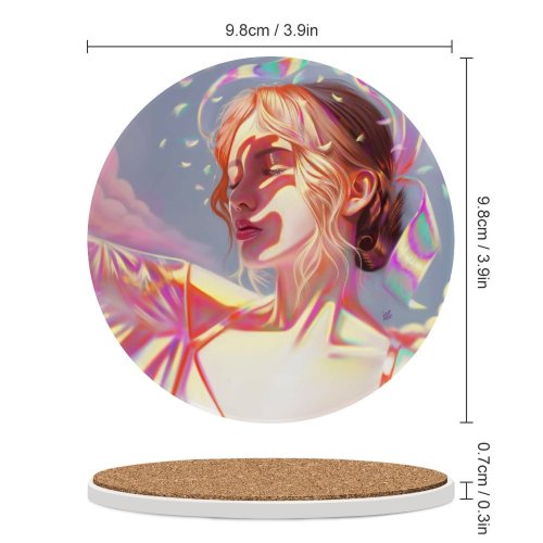 yanfind Ceramic Coasters (round) Yasar VURDEM Girl Portrait Beautiful Girly Colorful Vivid Dream Family Game Intellectual Educational Game Jigsaw Puzzle Toy Set