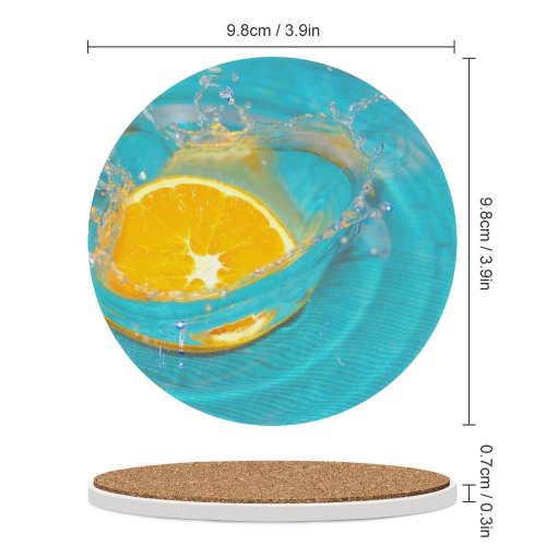 yanfind Ceramic Coasters (round)  Droplet Cyan Aqua Wave Fruit Liquid Family Game Intellectual Educational Game Jigsaw Puzzle Toy Set