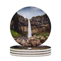 yanfind Ceramic Coasters (round) Denys Nevozhai Svartifoss Waterfall Vatnajökull National Park Lava Columns Rocks Cliff Iceland Family Game Intellectual Educational Game Jigsaw Puzzle Toy Set