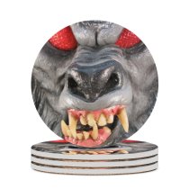 yanfind Ceramic Coasters (round) Warewolf Fur Face Teeth Scare Nose Halloween Strawberry Eyes Grey Snout Tooth Family Game Intellectual Educational Game Jigsaw Puzzle Toy Set