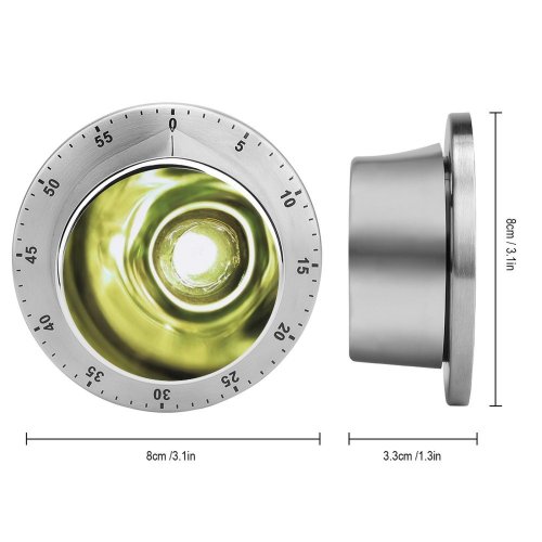 yanfind Timer Taste Light Art Transparent Metal Glass 60 Minutes Mechanical Visual Timer