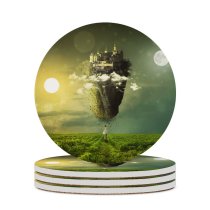 yanfind Ceramic Coasters (round) Comfreak Fantasy   Girl Clouds Mystic Landscape Dream Castle Sky Family Game Intellectual Educational Game Jigsaw Puzzle Toy Set