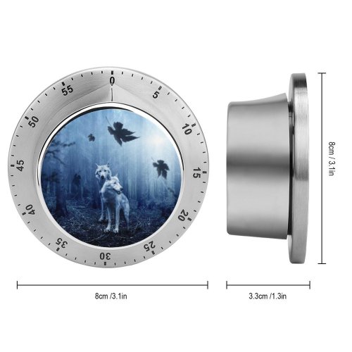 yanfind Timer Comfreak Black Dark Wolf Forest Dark  Wild Tree Trunks  Light 60 Minutes Mechanical Visual Timer