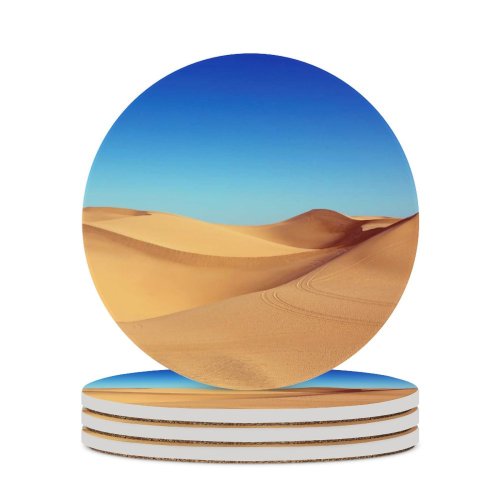 yanfind Ceramic Coasters (round) Desert Sand Dunes Clear Sky Family Game Intellectual Educational Game Jigsaw Puzzle Toy Set