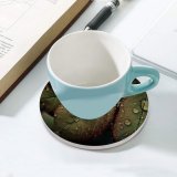 yanfind Ceramic Coasters (round)  Leaves Rainy Drops Closeup Macro  HDR Family Game Intellectual Educational Game Jigsaw Puzzle Toy Set